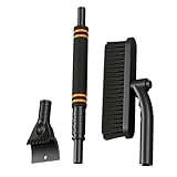  Eiskratzer Auto mit Besen, Besen 360° Drehbarer Schneebürste,Auto ReinigungsbüRste Abnehmbarer Einziehbare Eisschabe,Ergonomischem Schaumgriff,Geeignet für Autos, LKW, SUV ﻿