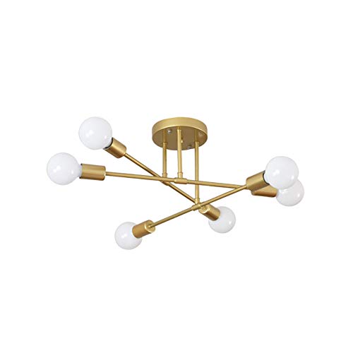 Chandelier Sputnik CLSDRZC 6 branches blanc et or pour salon et cuisine