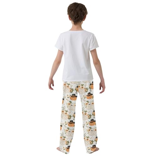 Pajama Pants Pumpkins in Cowboy Hat PJ Bottoms Sleepwear Lounge Sleep Pant with Pockets3