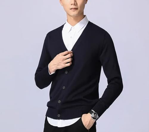 Men’S Loose Fit Cotton V-Neck Cardigan Sweater Long Sleeve Solid Button Up Casual Slim Knitwear Top3