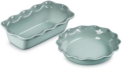 Le Creuset Stoneware Set of 2 9" Heritage Fluted Pie and 9" Flute...