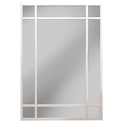 THEROSE Espejo Ventana, Espejo Industrial, Estilo Danés, Aluminio Blanco 120 x 80 cm