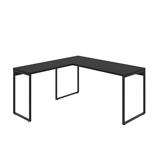 Mesa em L Industrial 1,50 m x 1,50 m Kuadra Compace Preto Ônix