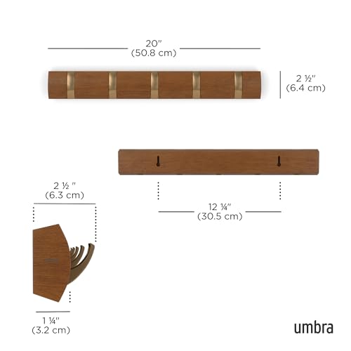 Umbra Flip Wall-Mounted Coat Rack with 5 Hooks – Modern, Space-Saving Storage...
