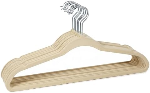 Simplify 10 Super Slim Velvet Huggable Hangers in Ivory