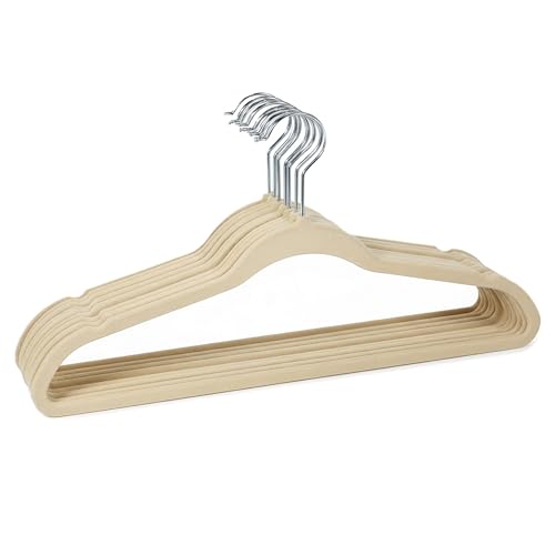 Simplify 10 Super Slim Velvet Huggable Hangers in Ivory