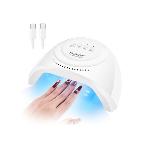 JODSONE Lámpara de Uñas Semipermanentes UV LED, Profesional con Cable USB C a USB C (Enchufe No Incluido), 3 Temporizadores y Sensor Automático para Casa y Salón