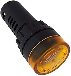 24V LED Signal and Buzzer Indicator M22 Panel Mount AC/DC - Yellow