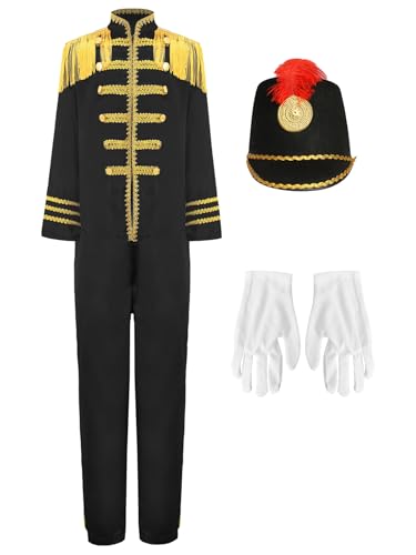 Runhomal - Abrigo para pantalones, guantes para niños, niñas, Royal Band cosplay, disfraz de Halloween, conjunto de Navidad, carnaval, 5-16 años, color negro