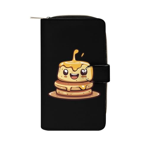 Pancakes And Syrup Women's Long Wallets Leather Card Holder Purse Zippered Buckle Clutch Handbag