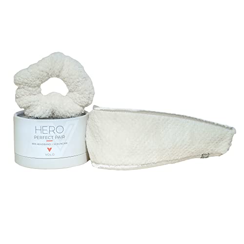 VOLO Salt White Spa Headband & Scrunchie Set for