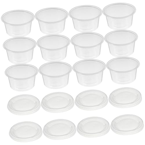 SOLUSTRE 100Pcs Leakproof Round Plastic Sauce Cups with Lids Reusable Condiment Containers for Sauces Dressings Dips for Meal Prep and Takeout