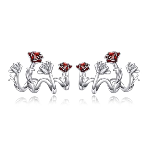 Boucles d'oreilles croix rose en argent 925 haut de gamme