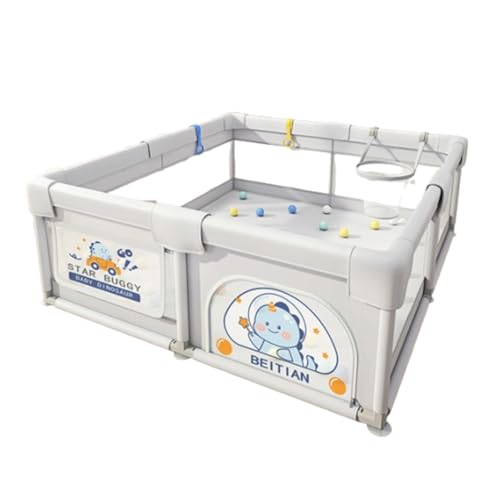 otoye幼児用ベビーサークル、室内リビングルーム保護、地面を這うフェンス、フェンス 折り畳み式 ソフトベビーサークル メッシュ 四角 扉付き 赤ちゃん サークル (フェンス + ボールフープ + クローリングマット,120*180CM)