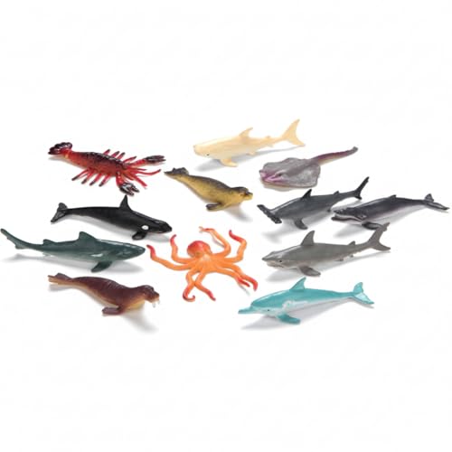 Image of Small Kids Sea & Wild Animal Toys Sets for Fun, Educational, Spark Imagination and Learning (Multi Choice Sets) (Marine Animals) 12pcs