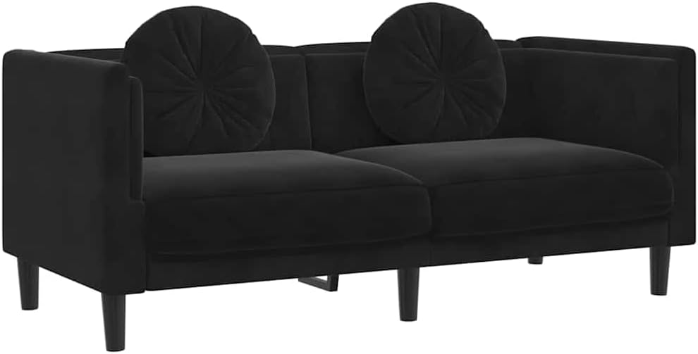 Sofa Black Velvet (100% Polyester) Living Room Furniture