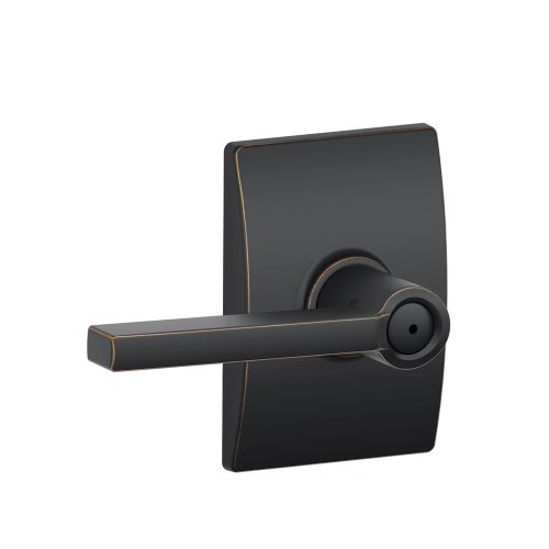 Image of SCHLAGE Latitude Bed /Bath Privacy Door Handle with Lock, Aged Bronze | Interior bedroom or bathroom door lever with push button lock, Reversible, Easy install, Certified durability, Universal fit