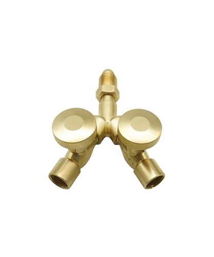 Welding Argon Regulator Fits For TIG/MIG/& Purge Welding 411 Valved “Y” Connector, 5/8" 18 Male Female Argon Gas Connector with Dual Shut Off Valve,Brass 200 PSIG