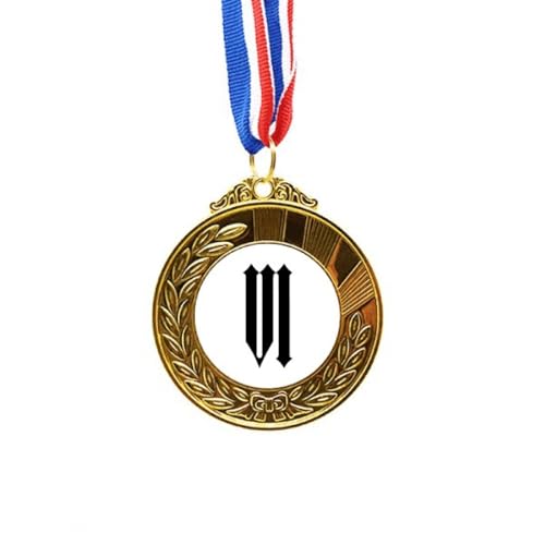 Medal First Place no/no con cinta negra y letras romanas de alta calidad