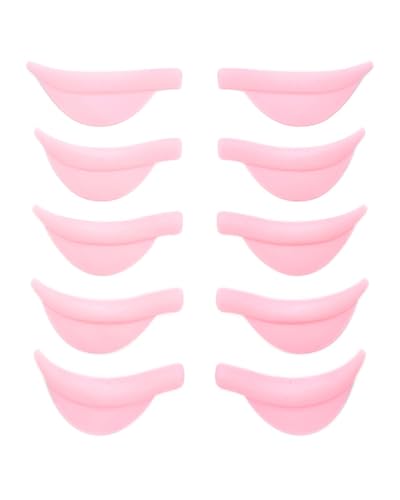 KGDUYC 10 PCS Bigodino per Ciglia in Silicone - Bigodini Laminazione Ciglia Riutilizzabili, Cuscinetti Permanenti per Ciglia XS/S/M/L/XL, 5 Misure, Barre di Sollevamento Ciglia, Rosa