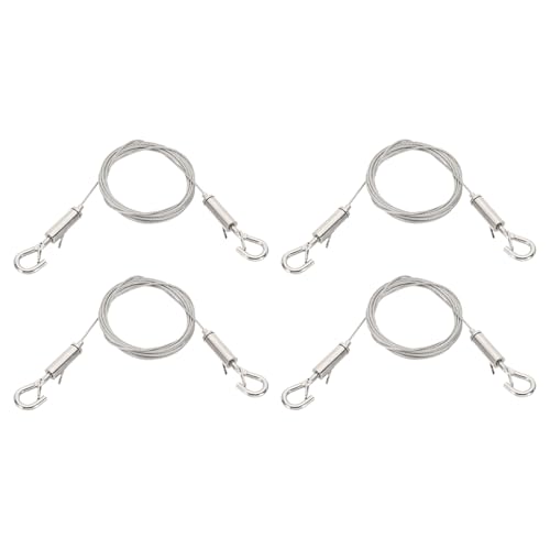 Image of PATIKIL 4 Pcs Adjustable Picture Hanging Wire Kit, 2m /6.6ft Fit for 1.5mm Wire Heavy Duty Stainless Steel Wire Rope Hanger Hardware for Hanging Mirrors, Frames, Lamps, Billboards