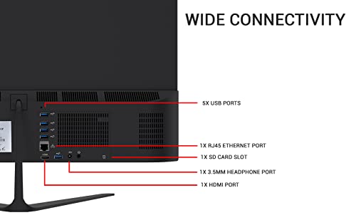 Image of Fusion5 23.8 inch Full HD IPS All-in-One Desktop Computer with Windows 11 - Quad-Core, 4GB RAM, 128GB SSD, Dual-Band WiFi, Expandable HDD - AIO PC with Front Camera, Wireless Keyboard, Mouse