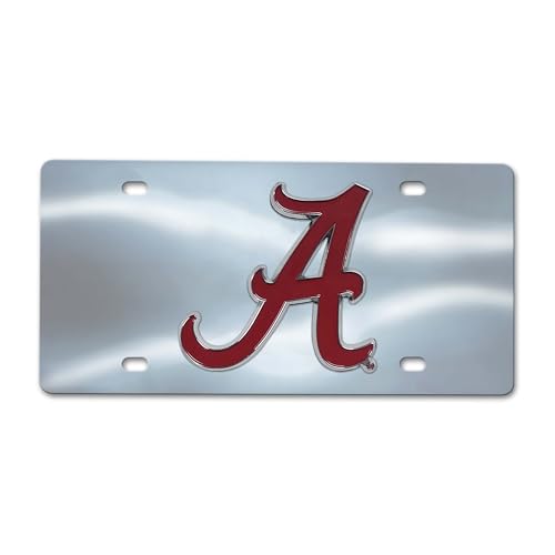 FANMATS 24517 Alabama Crimson Tide Stainless Steel Front License Plate with Large 3D Molded Team Metal Emblem