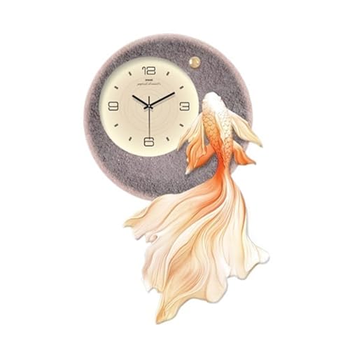Horloge murale poisson LED lumineuse et silencieuse pour salon