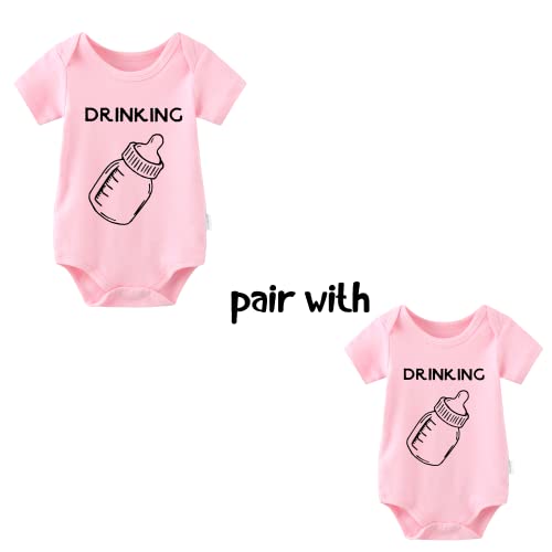 YSCULBUTOL Baby Twins Bodysuit Drinking Buddies Newborn Baby Romper Twins Boy Girl Matching Outfits Triplets Set3