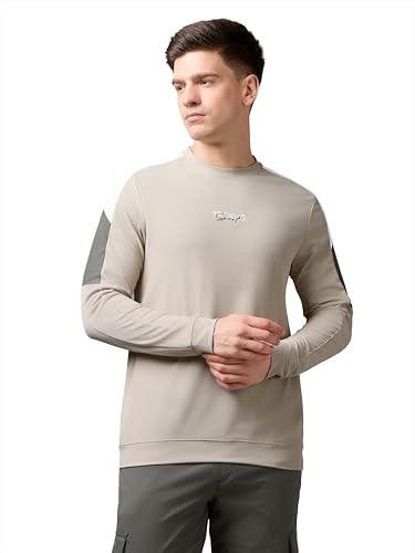 Image of TECHNOSPORT Men's Colorblock Full Sleeve T-Shirt MATPIQ Quick Dry Slim Fit Round Neck Sports Tee for Gym Casual Layering Wear UPF50+ Anti Odour