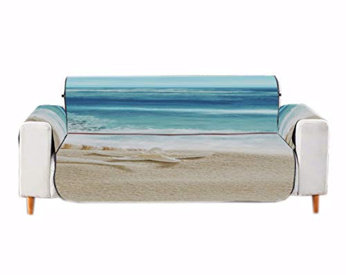 A.monamour Sofa Slipcovers Sofa Covers Shells Starfish On Sand Beach Tropical Blue Ocean Splashing Waves Velvet Slip Resistant Armchair Couch Sofa Furniture Protector Fabric Covers For Pets Dogs Cats #TOP17