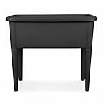 simpa XL Raised Garden Bed Planter, Black Plastic Trough Planter Pot for Flowers, Herbs and Vegetables, 76 x 65 x 37 cm