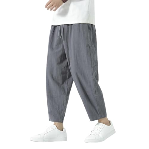 Pantalon court homme lin léger à cordon contre la transpiration
