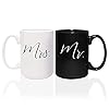 Canopy street mr and mrs matching mugs 2 jumbo 15 ounce white and black ceramic mugselegant coffee cup gift setone black mug and one white mug  urban country home decor