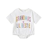 ttmmxamia Grandma Baby Short Clothes Boy Girl, Grandmas Bestie Newborn Outfit Romper, Spring Summer Grandma Gifts for Baby Boys/Girls 0-3M