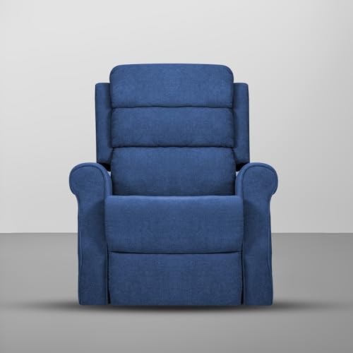 Image of Comfy Fabric 1 Seater Recliner Sofa, Premium Upholstery with Soft Padding & Comfortable Cushions, Manual Recliner Chair for Home & Living Room | Blue