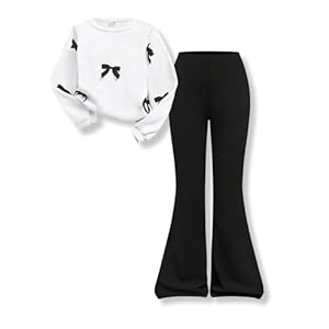 Girls 2 Piece Outfits Long Sleeve Butterfly Sweatshirt & Flared Pants Fall Clothing Set Size 7-12 Years