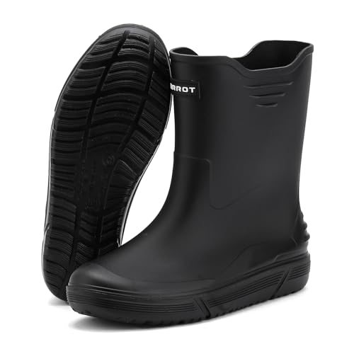 Hsttgsr Rain Boots for Men Waterproof Fashionable Rubber Boots Non-slip Outdoor Garden Boots Mid Calf Muck Work Shoes Comfort Lightweight Rainboots for Fishing Climbing