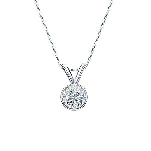 3/8 carat lab grown diamond solitaire round pendant necklace in 1…