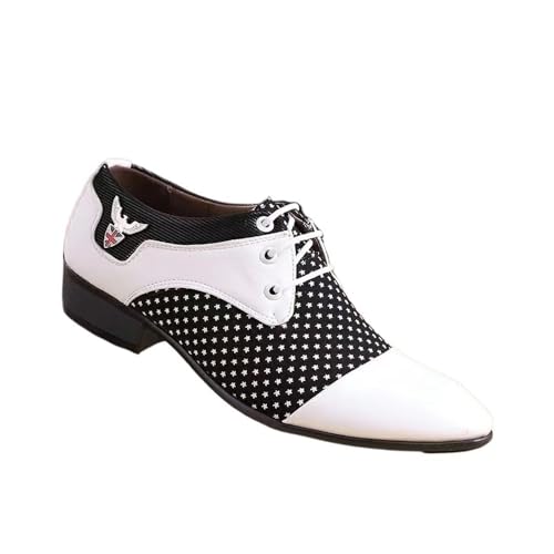 Men's Casual Large Size lace-up Pointed Toe Fashionable Men's Shoes Oxfords(White,9.5)