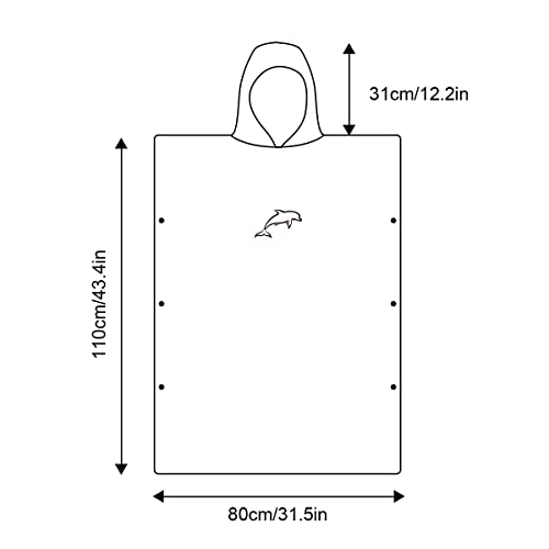 flintronic Handtuch Poncho, 110 * 80cm Mikrofaser Surf, Quick Dry Badeponcho, Lang Umkleidehilfe mit Kapuze für Herren Damen, Ideal zum Strand, Brandung, Sauna -Blau
