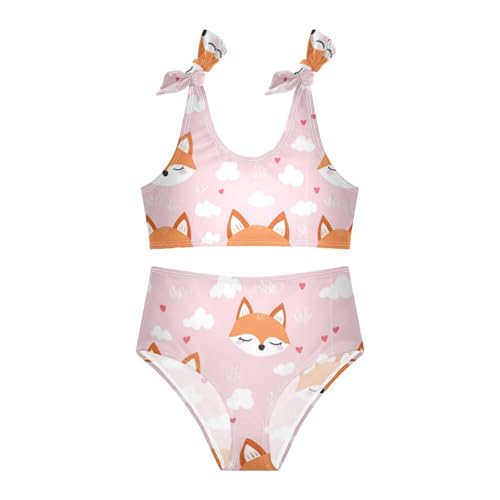 Plaaee Girls' 2 Piece Swimsuits Clouds Fox Cute Bikini Set Bathing Suit 11-12T Multicoloured