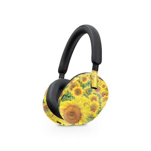 Image of MightySkins Glossy Glitter Skin Compatible with Sony WH-1000XM5 Headphones - Sunflower Field | Protective, Durable High-Gloss Glitter Finish | Easy to Apply