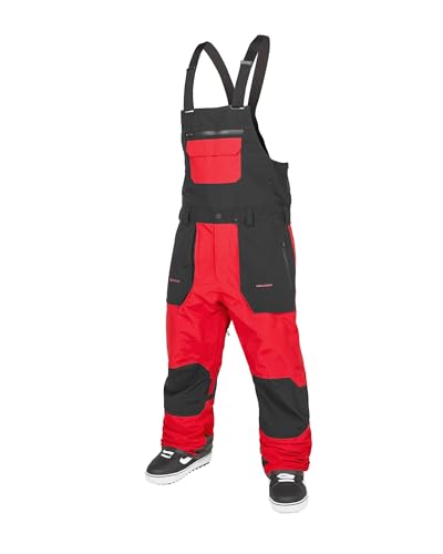 Volcom Men's Rain Gore-Tex Relaxed Fit Snowboard Bib Overall Crimson