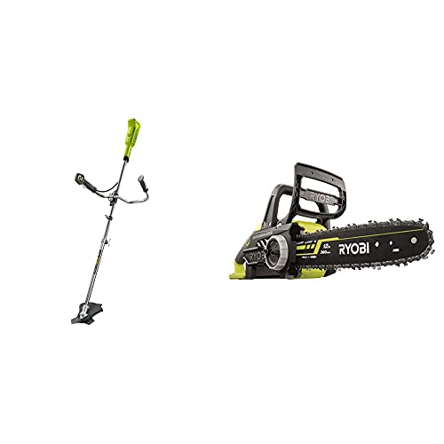 Ryobi OBC1820B 18V ONE+ Brush Cutter [Zero Tool], 18 V, Green & OCS1830 18 V 30 cm Bar ONE+ Cordless Brushless Chain Saw