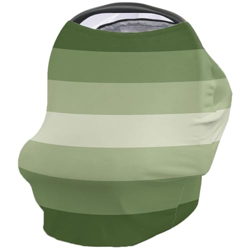 Nursing Cover for Breastfeeding Scarf, Sage Green Ombre Striped Baby Car Covers Super Soft Multi Use for Canopy Shopping Cart Cover Blanket Stroller Cover