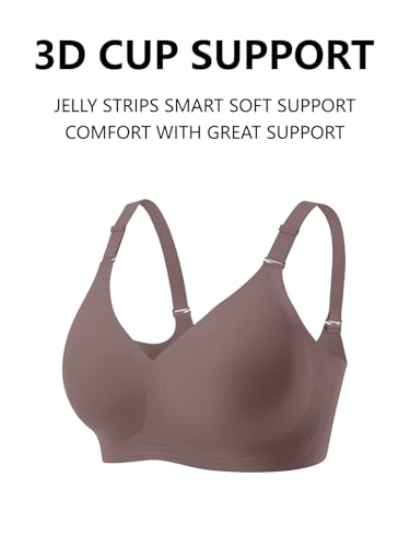 COCOMARTS Jelly Bras for Women No Underwire Push Up Seamless Supportive Plunge Bra Full Coverage Comfortable Bralettes Grey 3X-Large — view 6