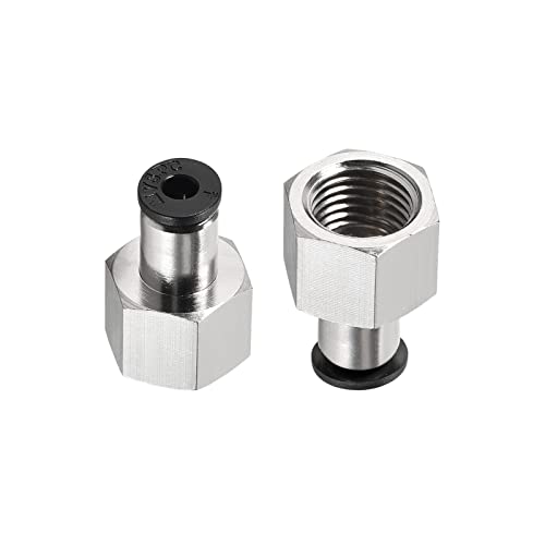 M METERXITY 2 Pack 1/4PT Push Lock Fitting - Straight Union Adapter, Push to Connect Fittings, Apply to Pneumatic System (4mm, Silver)