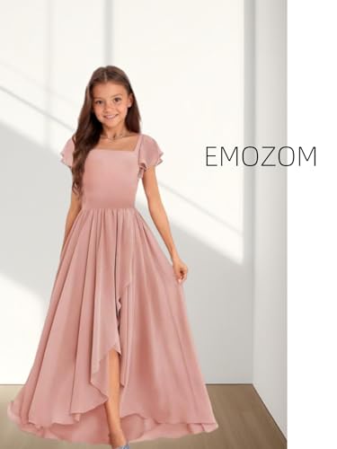 Junior Bridesmaid Dresses Cap Sleeves Chiffon Flower Girl Dress for Teen Girls Bridesmaid Dresses Size 10-12 BD003,US,Size 142