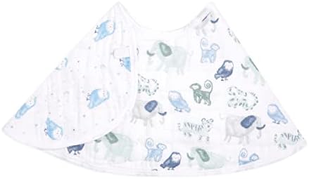 aden + anais Essentials Burpy Bib, 100% Cotton Muslin, Soft Absorbent 4 Layers, Multi-Use Burp Cloth and Bib, 22.5" X 11", Single, Time to Dream - Happy Tales